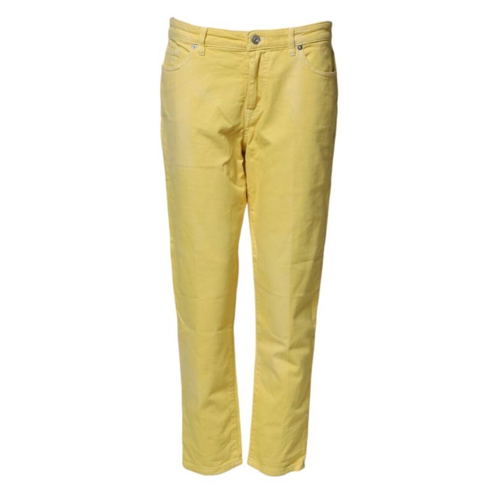 Nine In The Morning Yellow Tapered Mid Waist Denim Trouser Women's Jeans